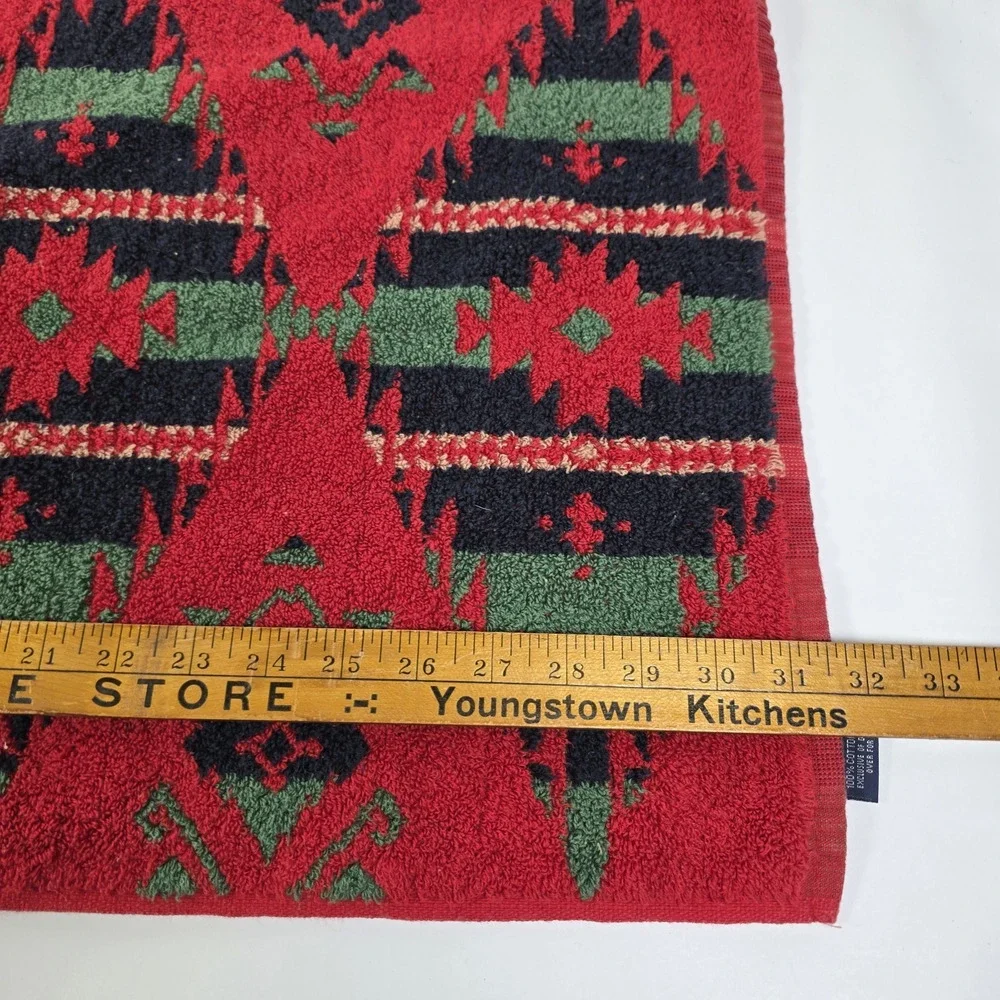RALPH LAUREN Vintage 90s Southwest Tribal Aztec Cotton Bath/HandTowels Set 2